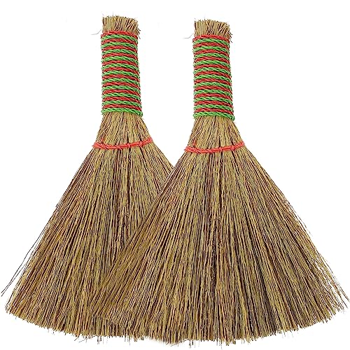 SHERCHPRY Small Whisk Broom Sweeping Hand Handle Broom Asian Thai Duster Whisk Broomstick Straw Soft Broom for Cleaning Dustpan Desktop