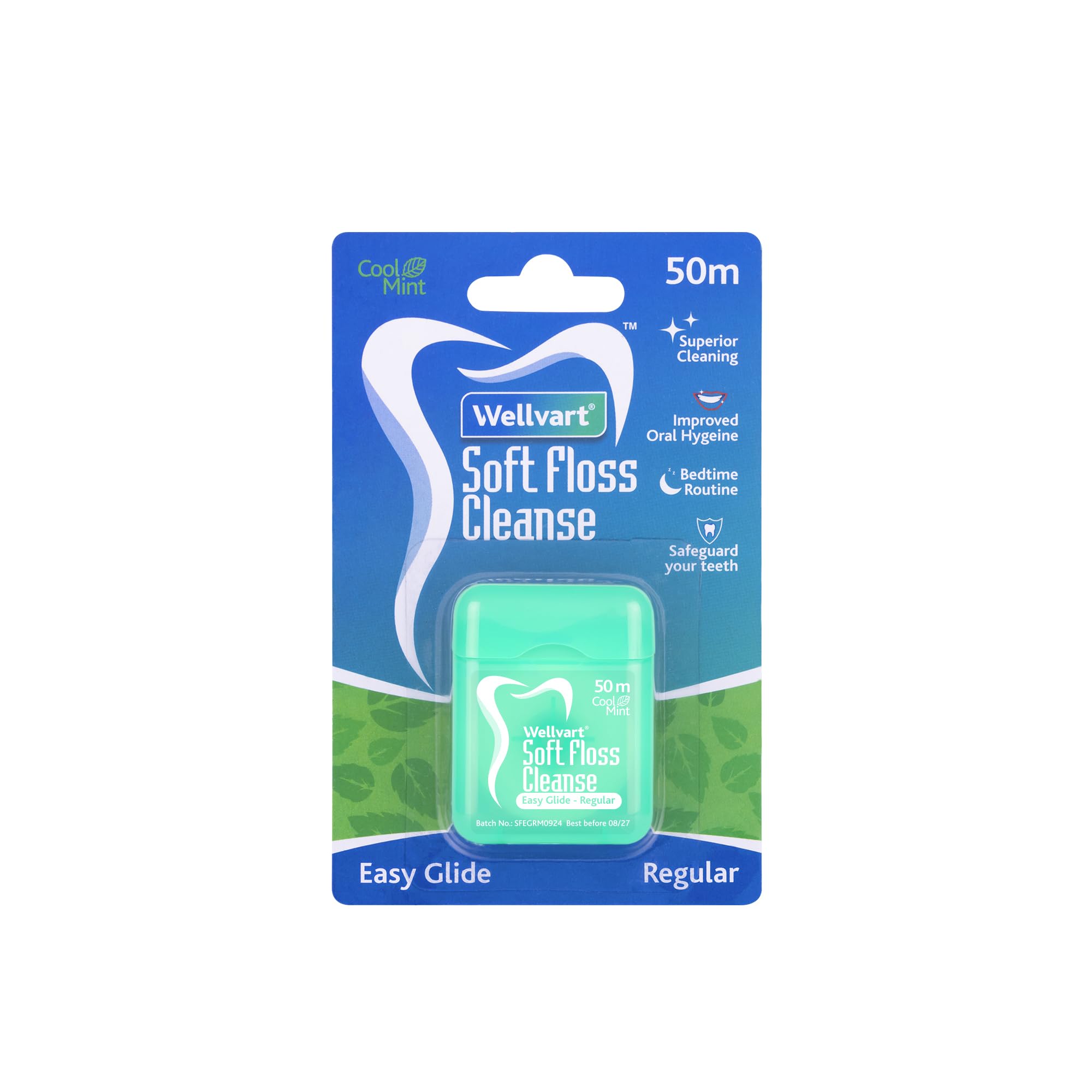 Soft Floss Cleanse Cool Mint Dental Floss 50 m | Daily Oral Care Floss for Interdental Cleaning | Helps Remove Food Particles & Plaque | Fresh Breath & Improved Oral Hygiene