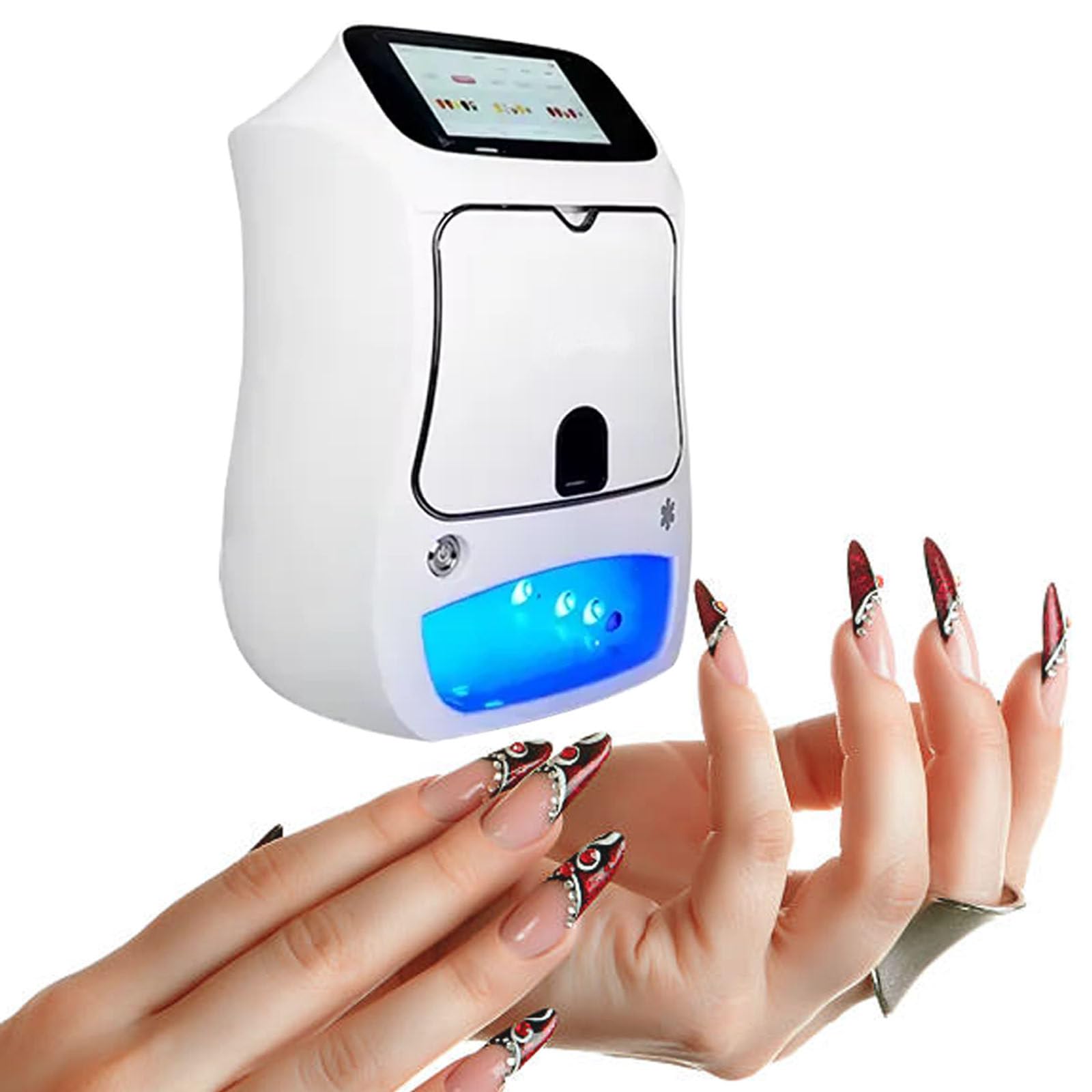 Drukarka do zdobienia paznokci, z wyświetlaczem dotykowym, cyfrowa drukarka do paznokci 3D Zestaw do manicure salonu z zestawem lakieru do paznokci i suszarki do paznokci