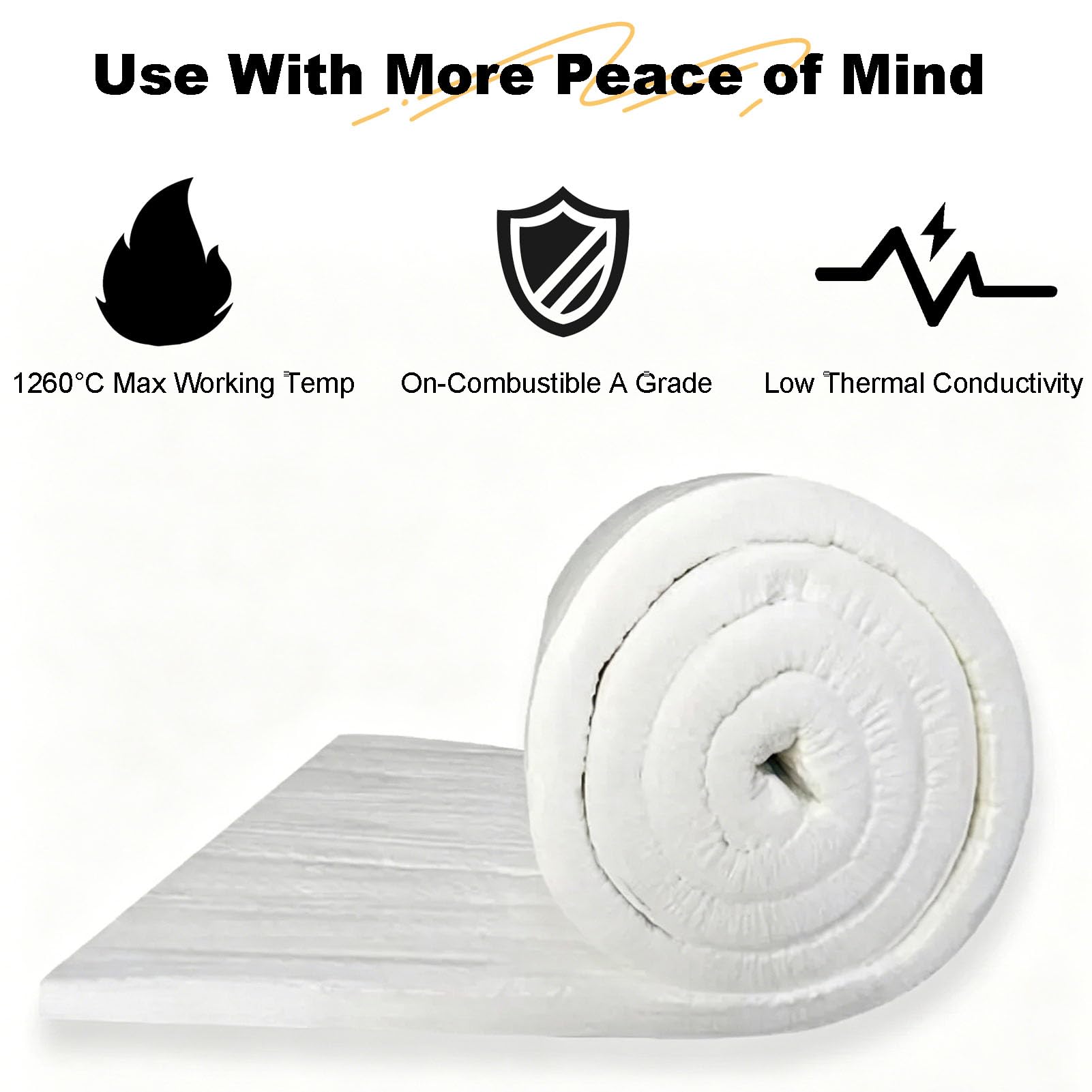 50mm x 610mm x 3m Manta Aislante De Fibra Cerámica | Manta Aislante Térmica Ignífuga Resistente Al Calor A Altas Temperaturas, Para Lavavajillas, Hornos, Calderas De Forja
