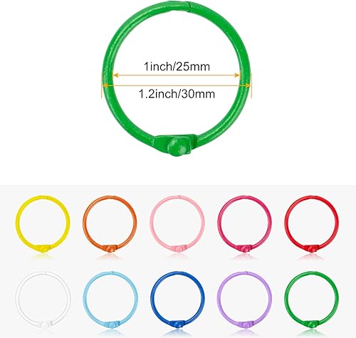 Miniatura 2 de IKAYAS - 50 anillos para tarjetas de índice, anillos de libro de 1.2 pulgadas, anillos de papel de hojas sueltas, llaveros para carpeta, anillos