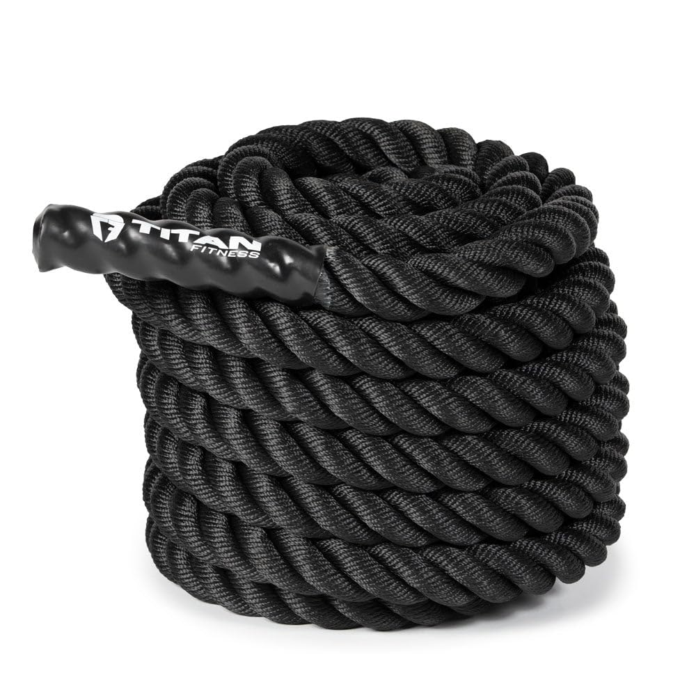 Titan Fitness Battle Rope 40ft x 1.5in, Poly Dacron Heavy Rope for Home Gym Conditioning Workouts, Cross-Train, Strength Training Exercises