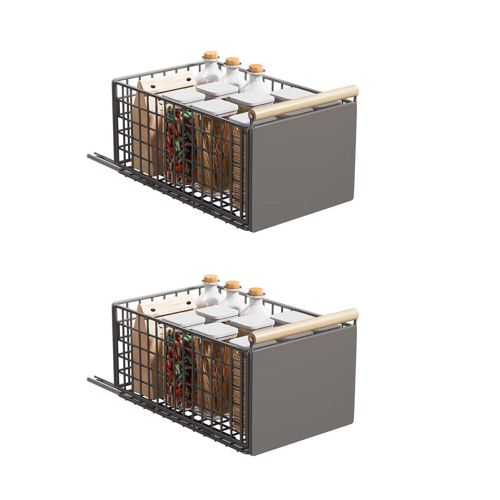 Hovoto Teleskopschublade, Faltbar Ausziehbare Schublade Küche, Metall Ausziehbarer Schrank Organizer, Kein Bohren Pull Out Cabinet Drawer Organizer, Küchenschrank Organizer