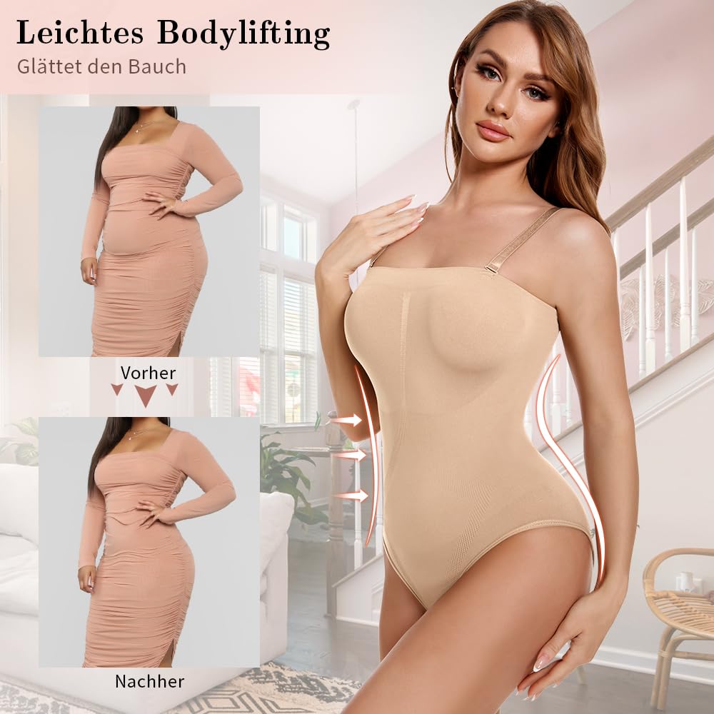 Body da donna senza spalline, senza cuciture, con
