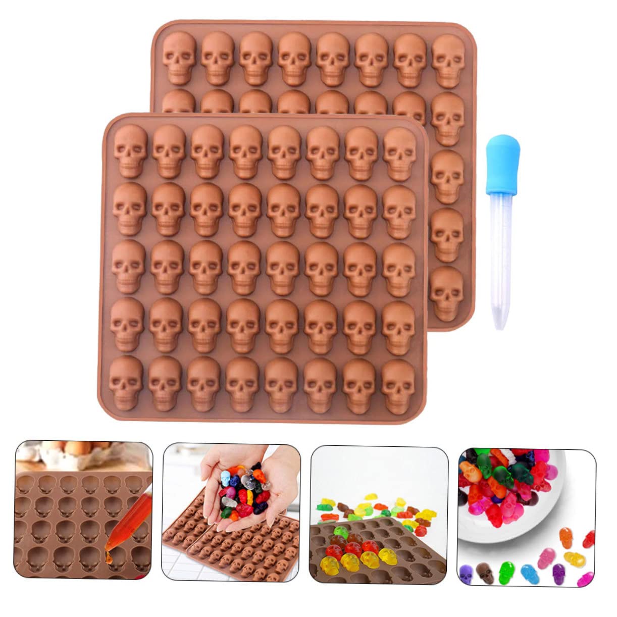Ciieeo 5 Set stampo del cranio biscotto cioccolato stampo da forno per cioccolato gommoso halloween hallowen arredamento fondente teschio stampini fai da te Gel di silice
