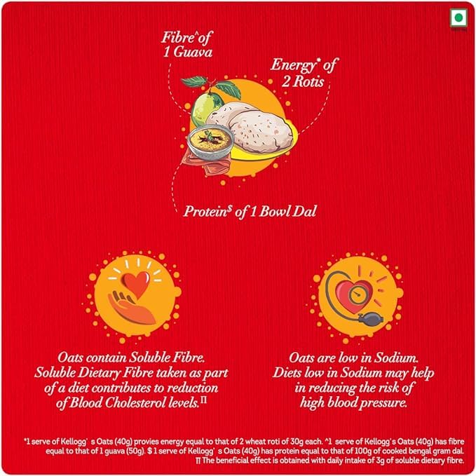 Image of Kellogg's Oats| Rolled Oats| High in Protein and Fibre, Low in Sodium | 400g Pack