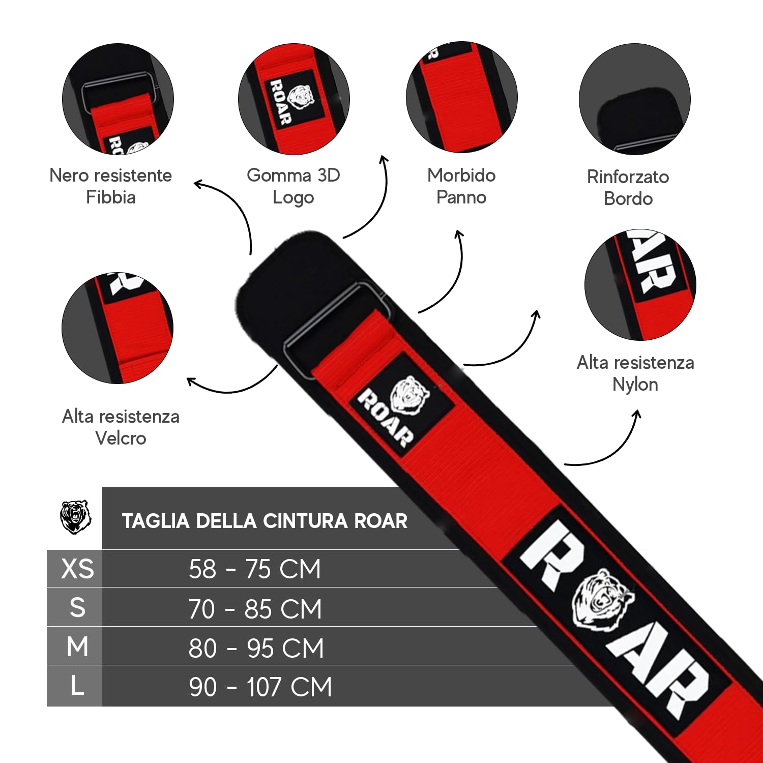 Roar® Cintura Palestra Uomo, Cintura Powerlifting, Cintura Bodybuilding, Cintura Pesi, Cintura Sollevamento Pesi, Cintura da Palestra,Cinta Powerlifting, Cintura per Pesi, Fitness Belt