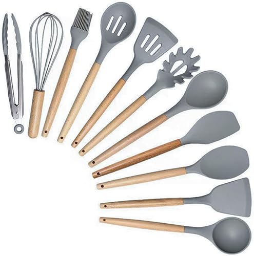 Miniatura 9 de Juego de utensilios de cocina y cuchillos de 19 piezas con bloque, con 9 utensilios de cocina de silicona, 5 piezas de acero inoxidable afilado,