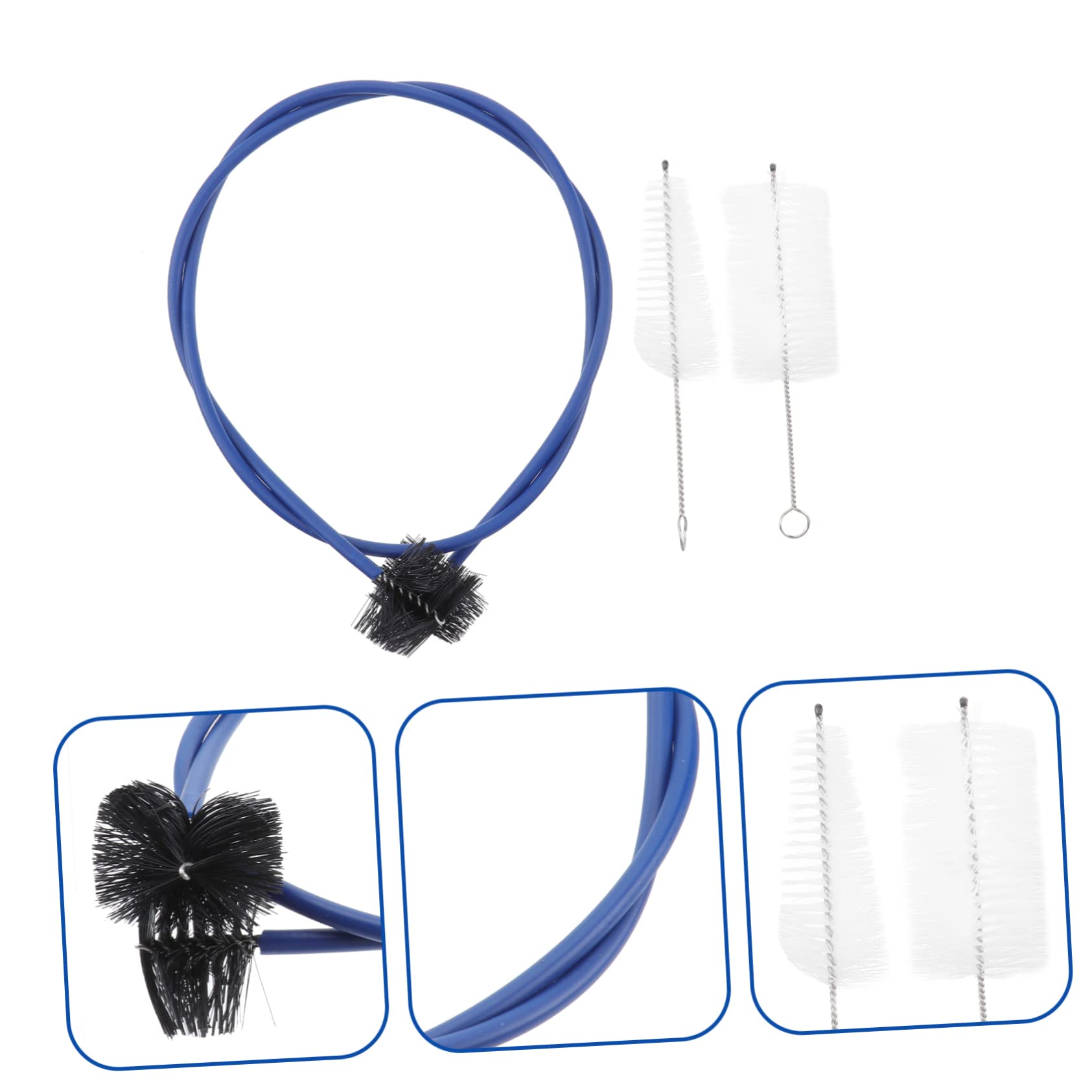 Lot de 3 Set de Set de Brosses Flexibles Bleues de Nettoyage pour Trompette | Plastique et Nylon, pour Instrument à Vent, Entretien Précis, Format Compact