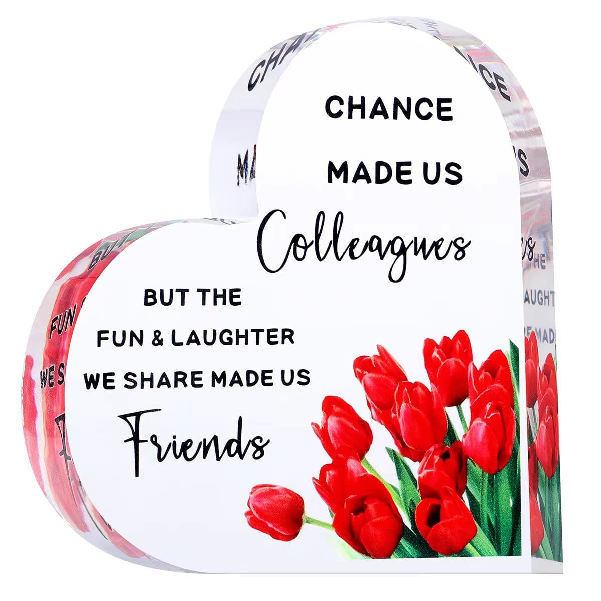 HESIN Acrylic Heart Gift for Friendship Inspirational Quotes Graudation Birthday Gift for Bestie Friends Table Decoration Personalized Ornament Paper