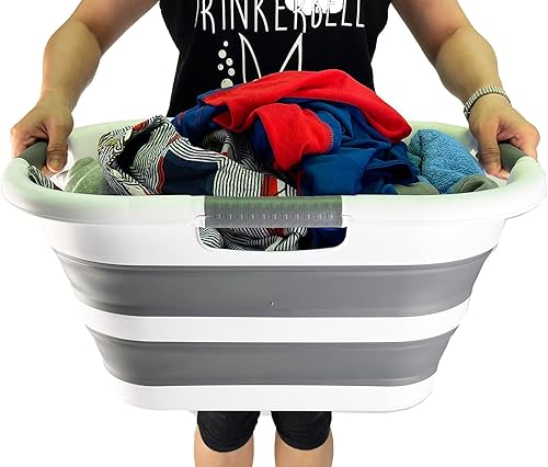 Miniatura 5 de SAMMART Cesta de plástico plegable de 30 L (7.9 galones) - Contenedororganizador plegable - Tina de lavado portátil - Cesta de ahorro de espacio