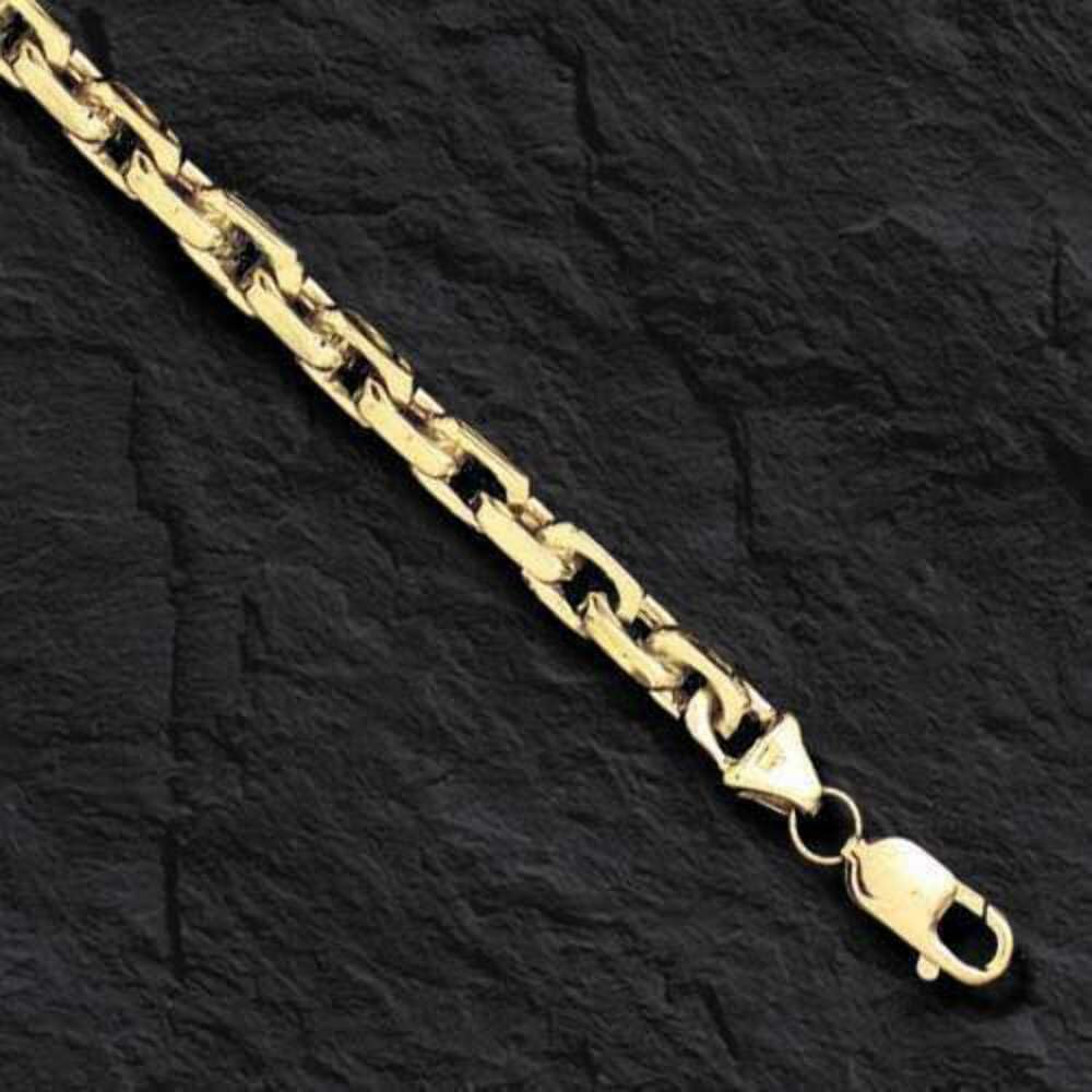 TEX 14k Solid Yellow Gold Handmade 6.5mm Fancy Rolo Link Bracelet, 26", Approx 122g