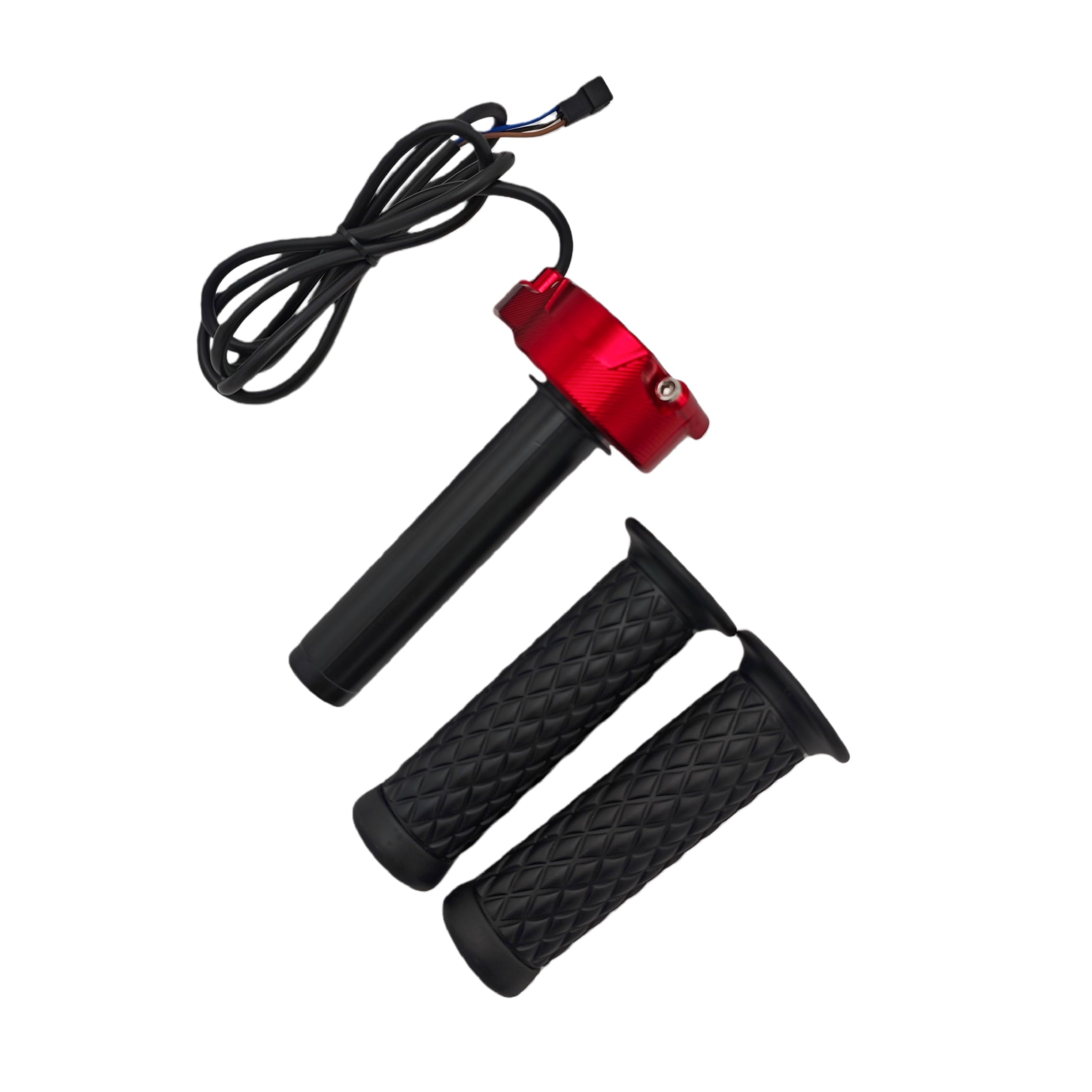 CHAOZHU CNC Aluminum Surron Style 12V-90V Universal Voltage eBike Electric Bicycle Full Bar Twist Throttle with SM-3A Male Plug, Multiple Colors Available (Red)
