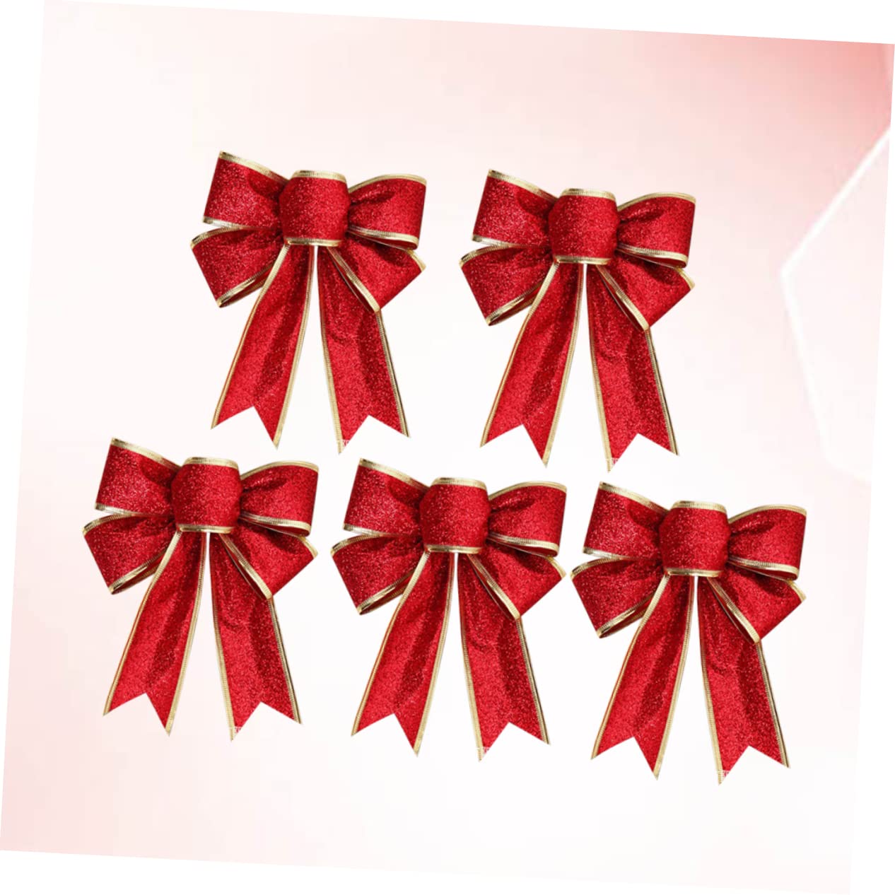 Mobestech 20piezas Lote De Lazos Rojos De Tela Brillante para Decoración Navideña Adornos para Árbol De Navidad y Fácil De Usar Ya Anudados y Listos para Pegar
