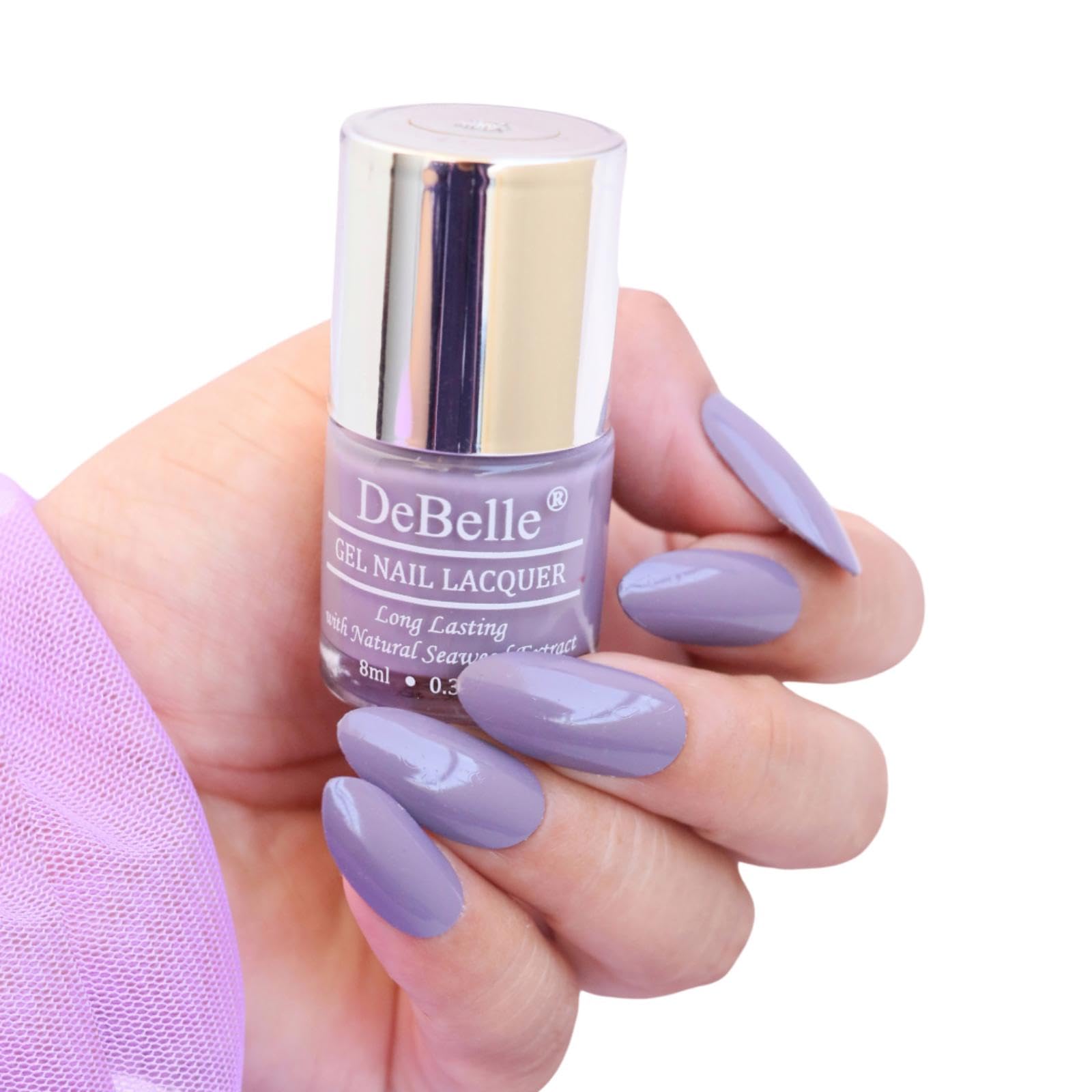 - Gel Nail Polish Viola Dew (Dark Lilac Nail Paint)|Non UV - Gel Finish |Chip Resistant | Seaweed Enriched Formula| Long Lasting|Cruelty and Toxic Free| 8ml