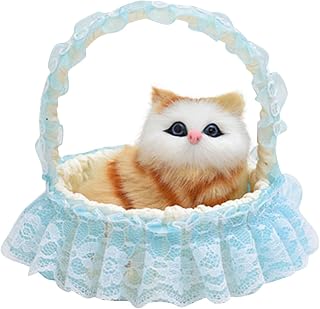 Juguetes divertidos en la cesta colgante de encaje Muñeca de juguete Mini en zapato con sonidos de maullidos Durmiendo Lindos juguetes para gatitos Decoraciones para niños De Pulpitos (Blue, One Size)