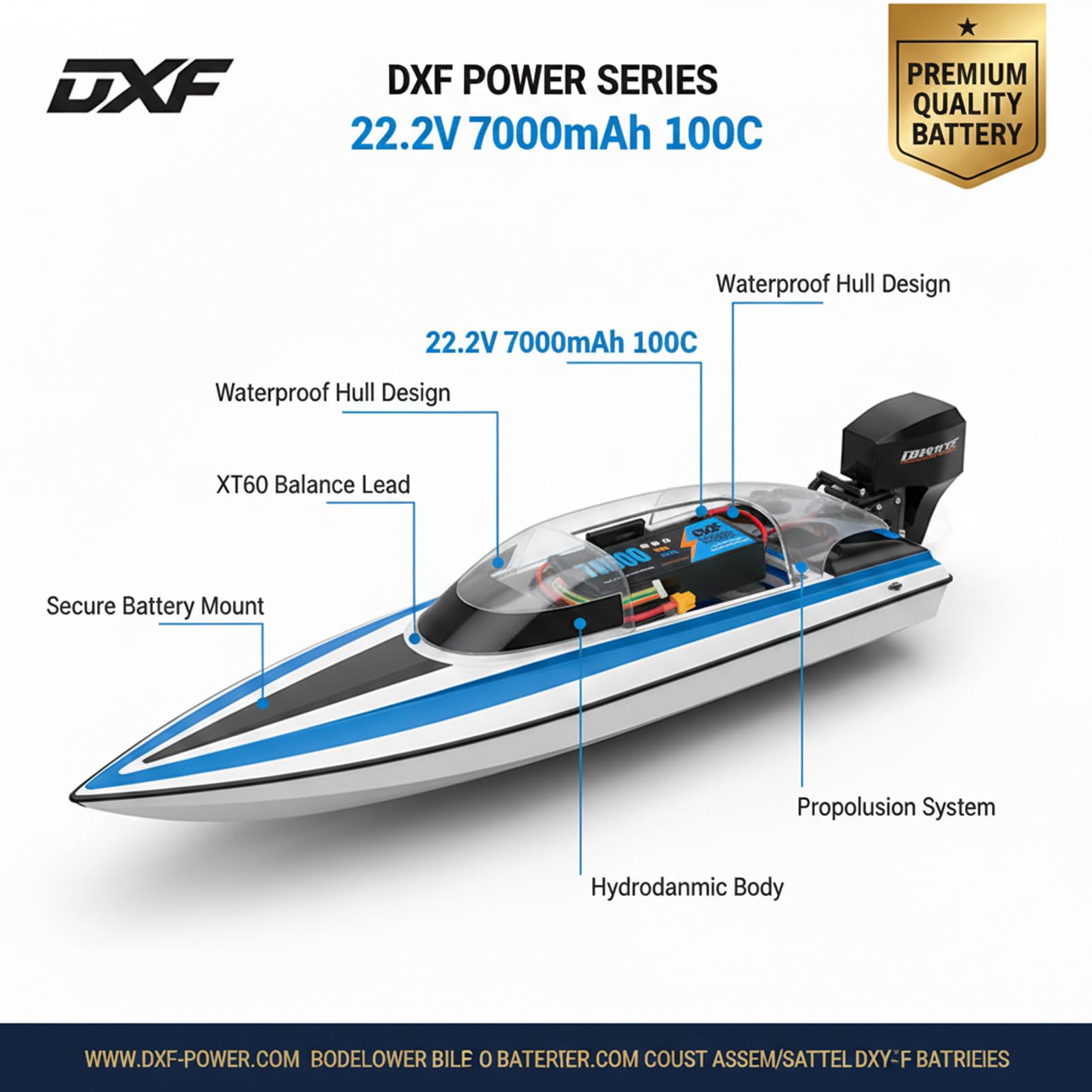 DXF 1 confezione di BATTERIA LIPO, BATTERIA LIPO 6S con 22,2 V, 7000 mAh, scarica 100 C, connettore XT60, per droni, aerei RC, camion, elicotteri e altro, LIPO 6S, 6S LIPO, batteria in formato 6S1P