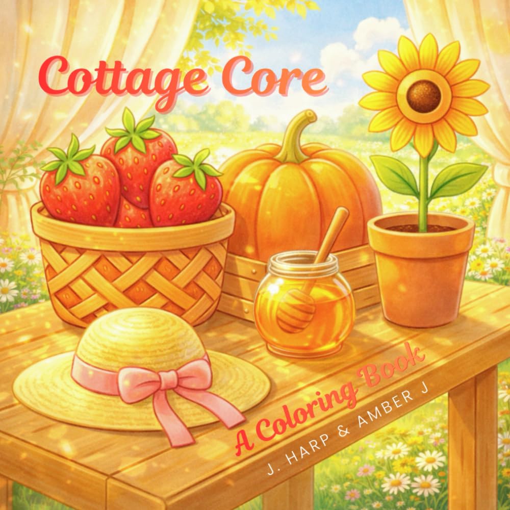 Cottagecore Coloring Book for Kids and Adults Ages 6+: Cozy Farmhouse Objects, Garden Treats, Simple Relaxing Pages (Coloring Adventures for Kids)