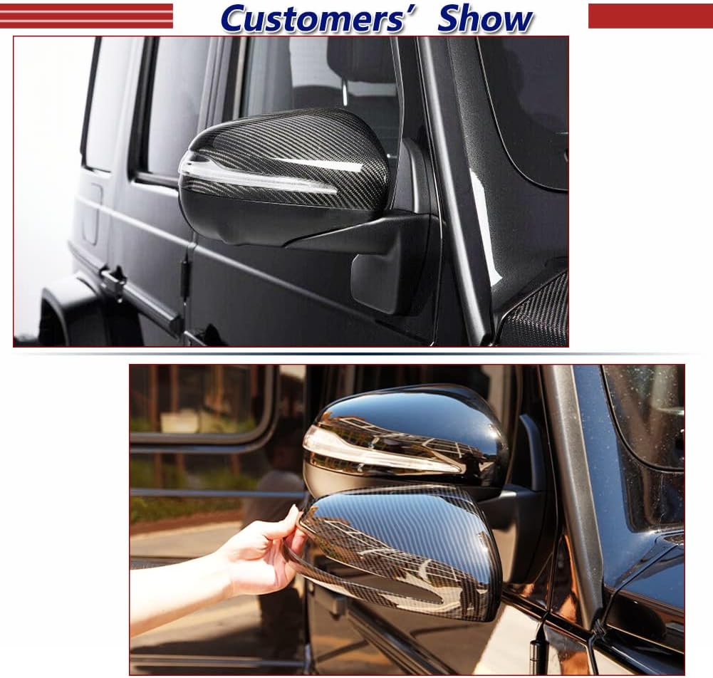 Dry Carbon Fiber Side Mirror Covers Fits for Mercedes Benz G-Class W464 G500 G550 G63 AMG 2019-2021 Add On Style Rear View Mirror Caps