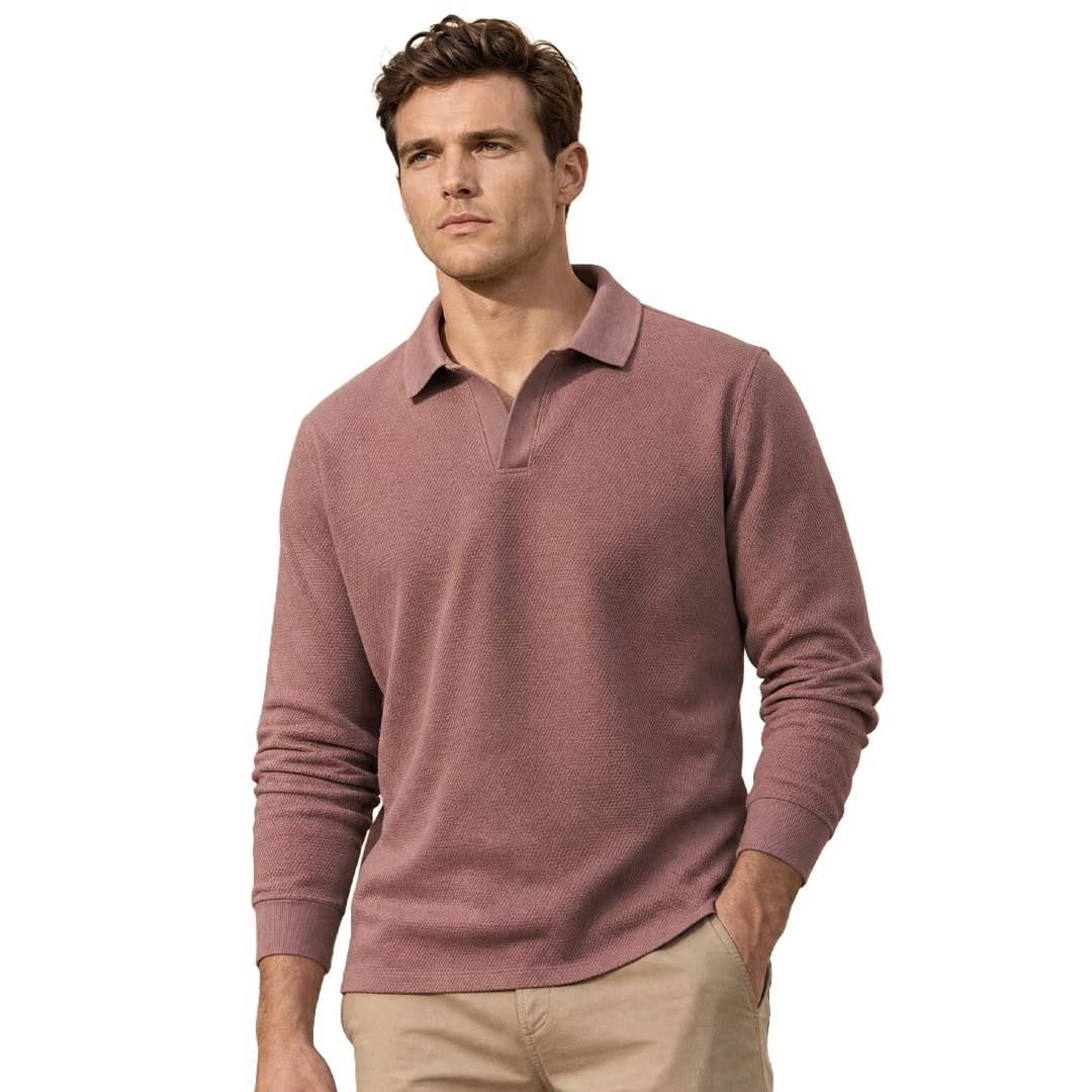 Popcorn Textured Full Sleeve Polo T-Shirt for Men | Regular Fit-image-27