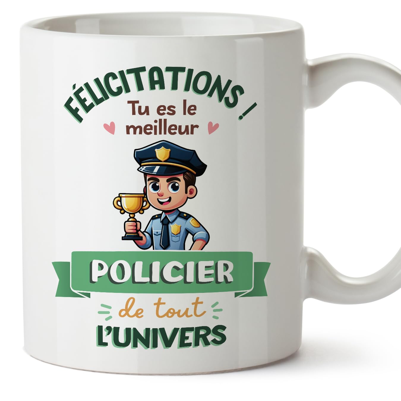 MUGFFINS Police Officer Man Mug - in French - Meilleur Univers Trophée - Funny Gift for Colleagues - Ceramic 11oz Mug — image 1