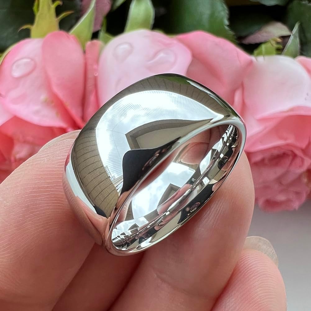 TUTISS 2mm 3mm 4mm 5mm 6mm 7mm 8mm 10mm White Tungsten Rings for Men Women Engagement Wedding Bands Domed Polished Shiny Comfort Fit