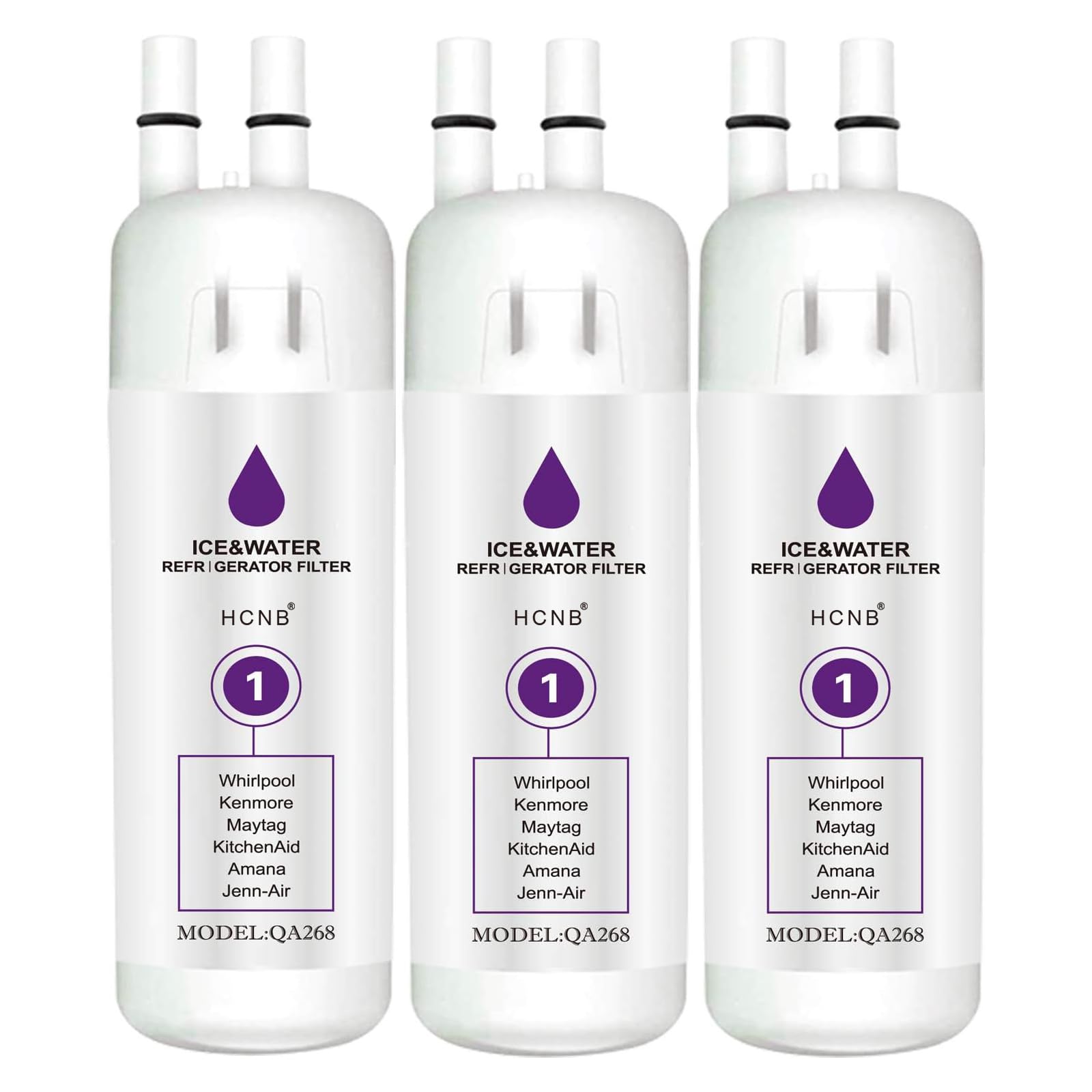 HCNB Refrigerator Water Filter 1 Compatible with Whirlpool W10295370A, W10295370, Kenmore 46-9930, Kenmore 46-9081 and EDR1RXD1 Water Filter (3 Pack,White)