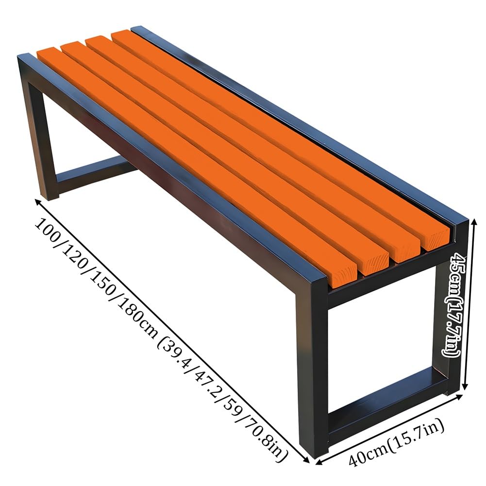 Gartenbank für 2 Personen, wetterfest, rückenfrei, aus Holz, Terrassensitz, 1 m - 1,8 m, Latten-Design für Hinterhof, Veranda, Eingangsbereich (Kaffeeweiß, 150 cm)
