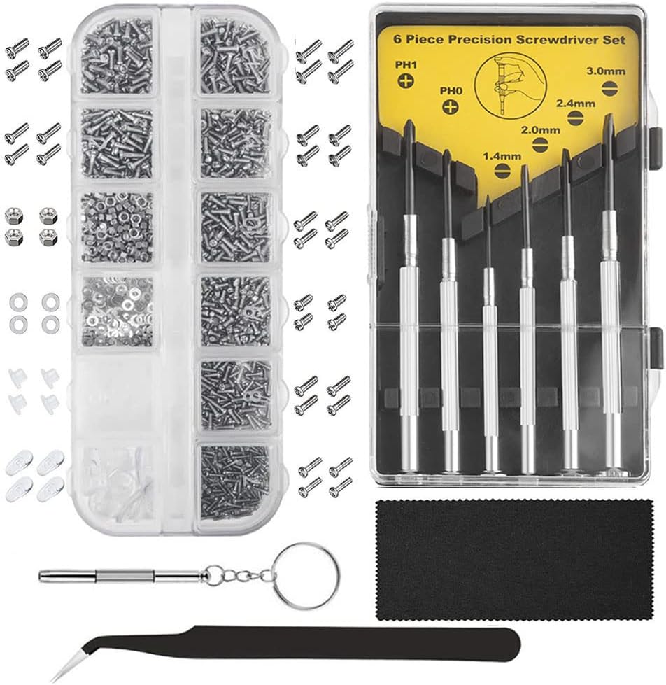 Kit De Reparación De Gafas 500 Piezas - Incluye Tornillos, Almohadillas, Pinzas Y Paño De Limpieza