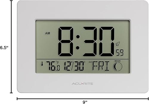 Miniatura 10 de AcuRite Reloj digital inalámbrico de pared/mesa con 4 marcos de plástico intercambiables, acero inoxidable, bambú, negro mate y blanco mate, con
