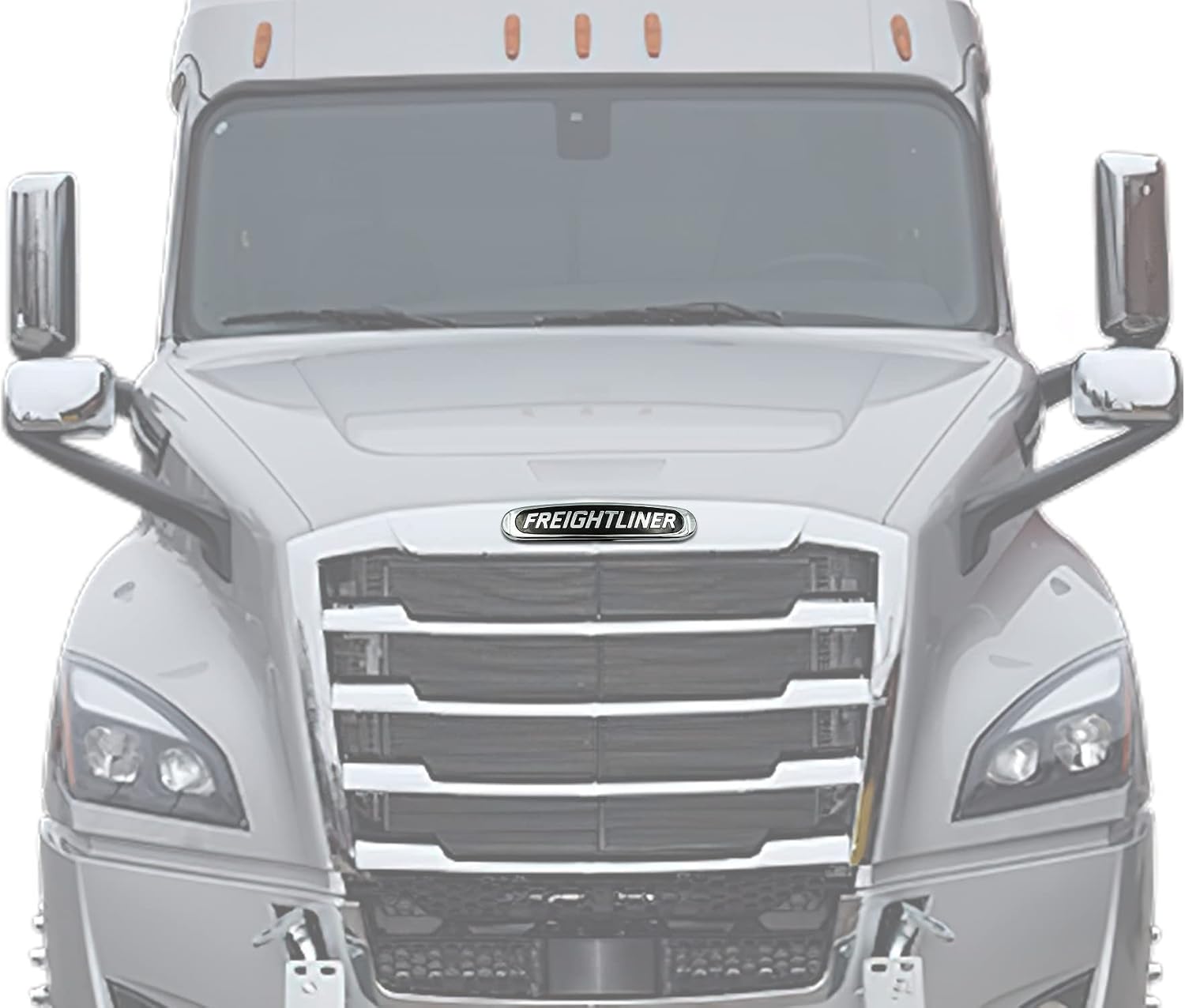 Kozak Replacement Hood Grille Freightliner Cascadia Emblem Logo Name Plate - Black with Chrome - Fits Freightliner Cascadia Semi Trucks 2018 and Newer Models. 22-57546-000