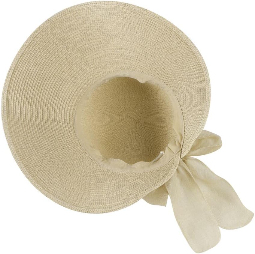 Straw Beach Sun Hat for Women Wide Brim UPF 50+ UV Protection Floppy Sun Hat Summer Foldable Beach Travel Bucket Hats - Image 6