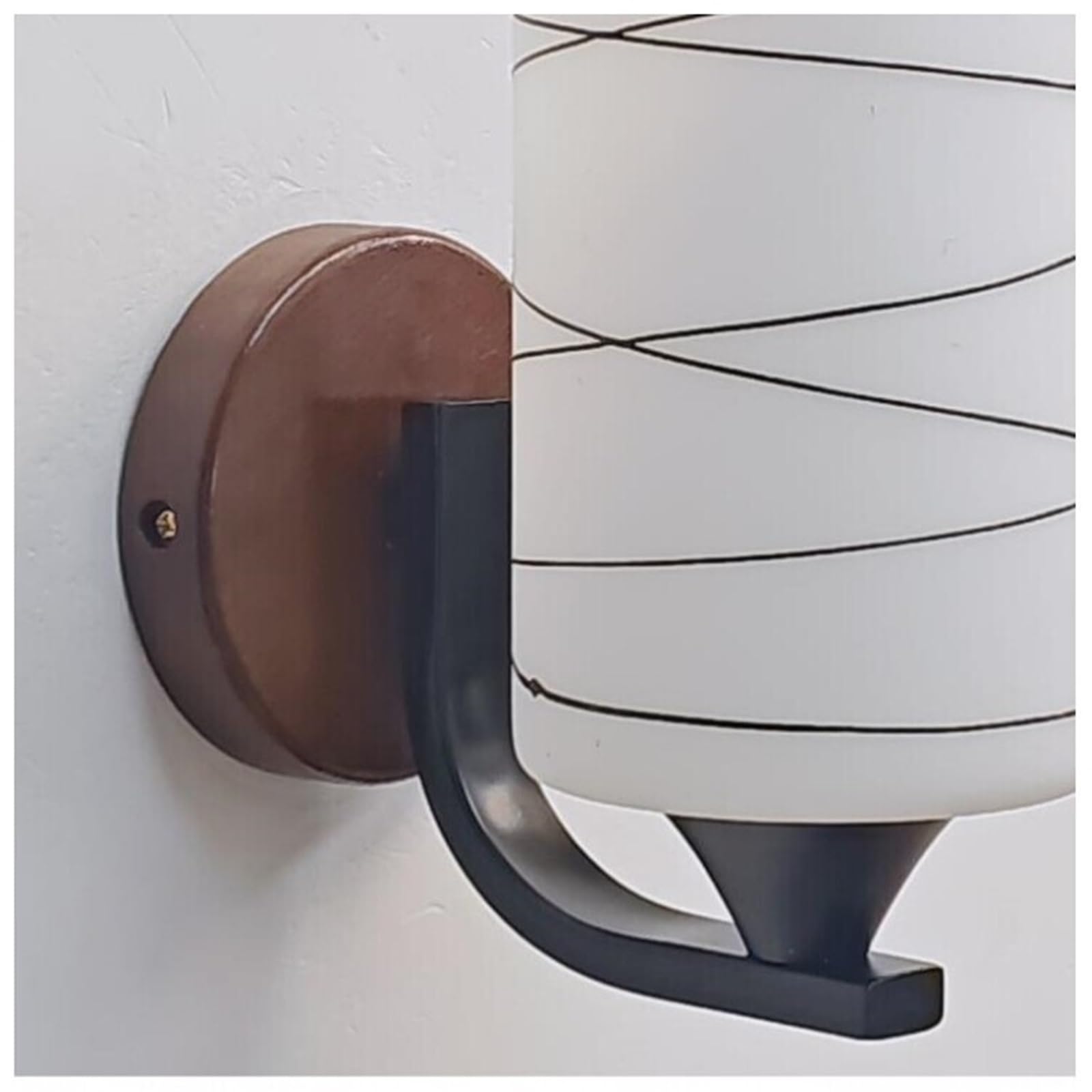 Sypialnia Wood Base Iron Wall Sconce Cylindrical Frosted Glass Lamp
