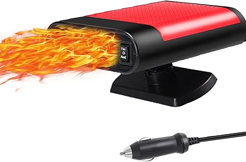 Calentador portátil para automóvil de 12 voltios y 150 W, ventilador de enfriamiento de calentamiento rápido, desempañador y descongelador, rotación
