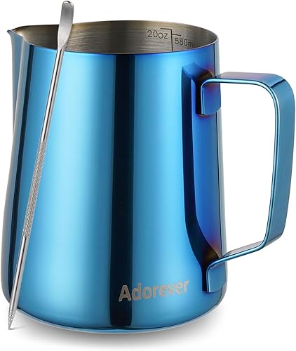 Miniatura 8 de Jarra espumadora de leche de 350 ml, 600 ml, 900 ml, 1500 ml y 2000 ml (12 onzas, 20 onzas, 32 onzas, 50 onzas y 66 onzas), de acero inoxidable