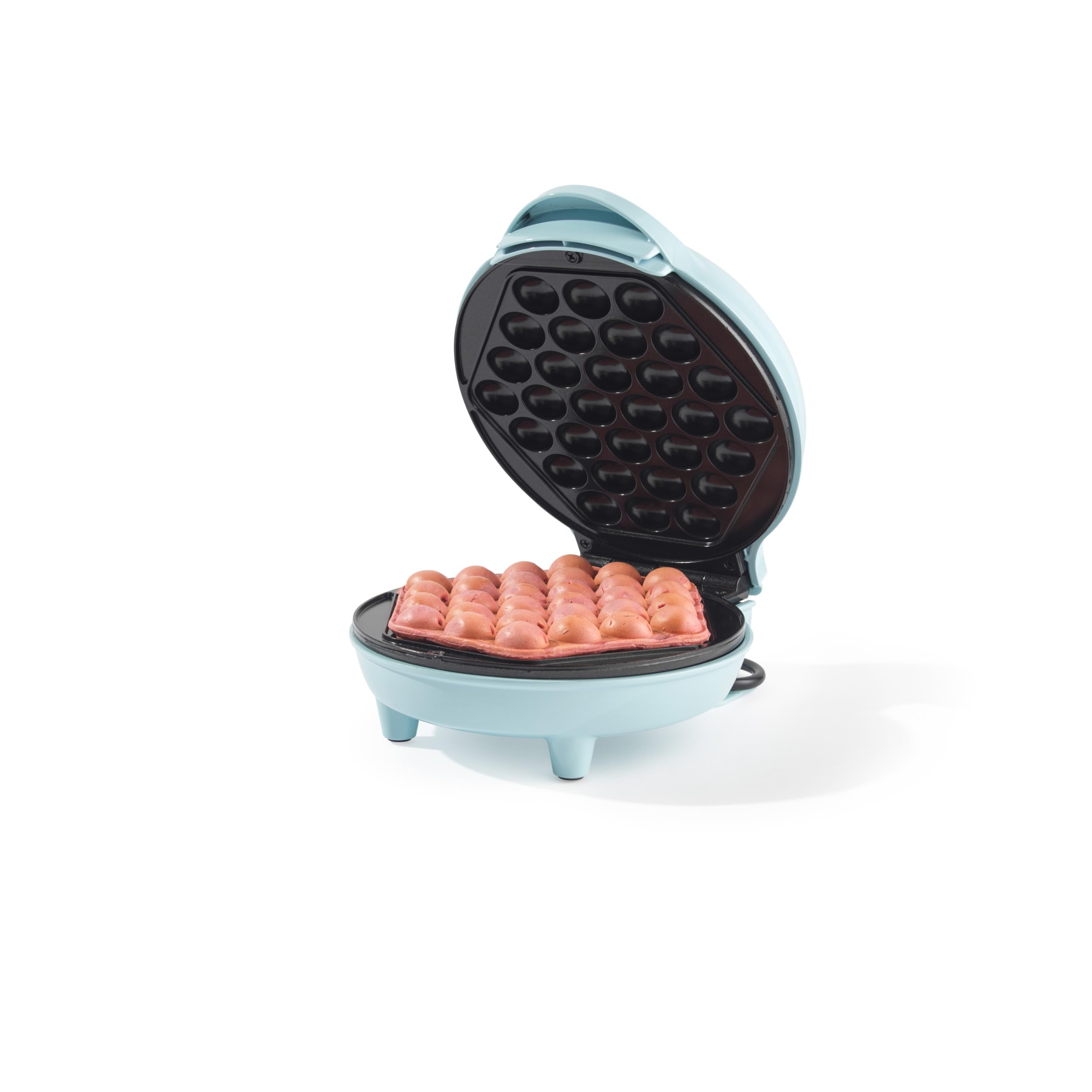 Giles & Posner Bubble Waffle Maker – Placa de cocción de 18 cm, revestimiento antiadherente sin PFAS, luces indicadoras de encendido/listo, dulce/salado, fácil de limpiar, 600W, Sorbet Blue