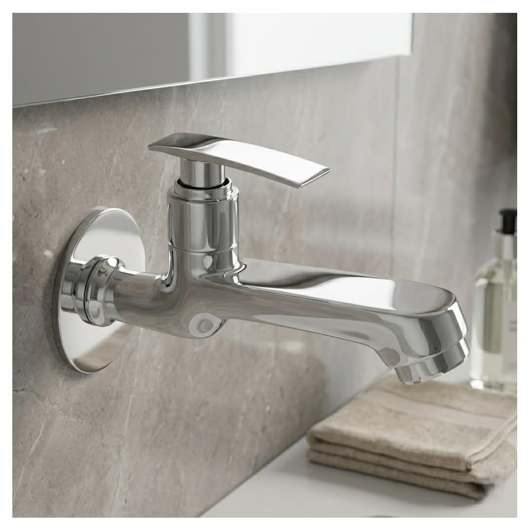 PISTIS Passion Long Body Bib Tap, Wall Mount, Chrome Finish, for Bathroom Wash Basin-image-12