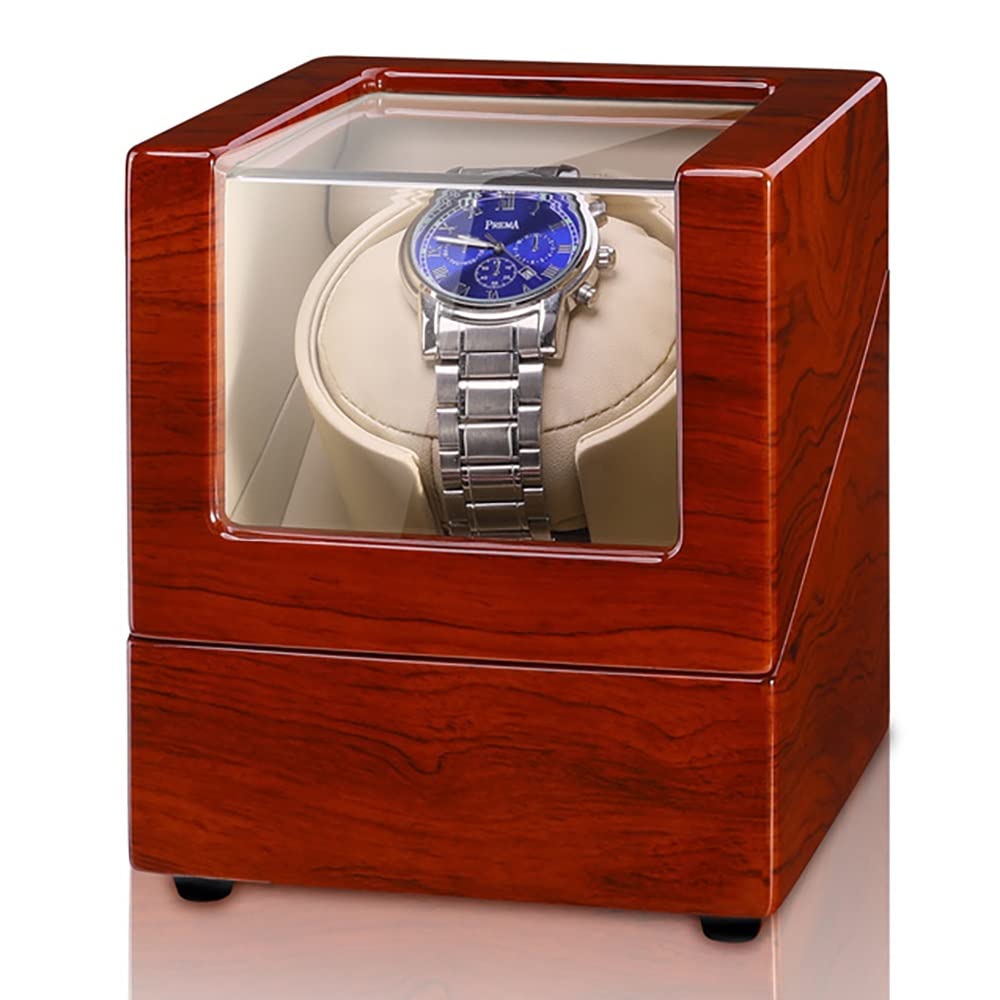 EHVYBDX Automatic Watch Winder for 1 PU-Leather Watches with Silent Motor Deluxe Case for Mechanical Watches Soft Flexible Watch Pillows Self Winding Watch Rotator Box