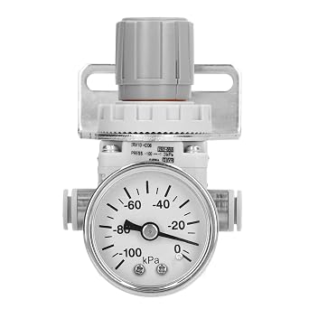 Jeanoko 1PCS Pneumatic Vacuum Regulator, Air Pressure Regulator Air Regulator Valve ABS 100 to 1.3Kpa with Dial for Industry 80 Vacuum Regulator Valve Vacuum Pump Regulator Camera v3 Vacuum