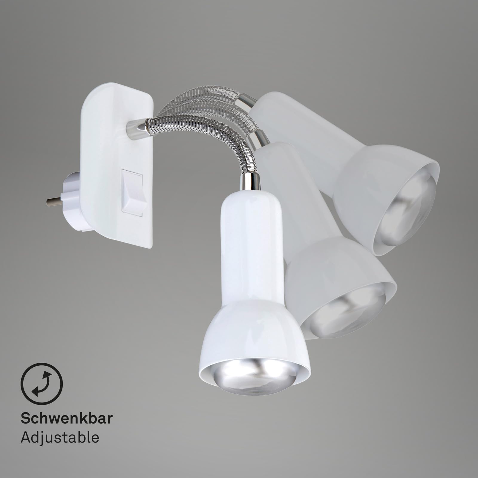 Lampa wtykowa, lampa wtykowa, spot, E14, 25 W, elastyczne ramię, biała