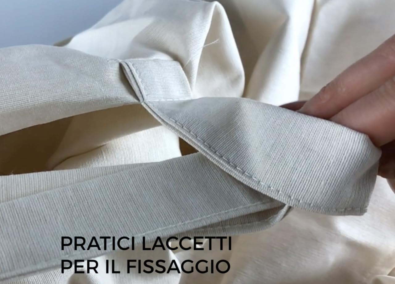 Protège-canapé avec lacets, nœuds pour la fixation, fabriqué en Italie, différents motifs 3 places, Écosse, beige