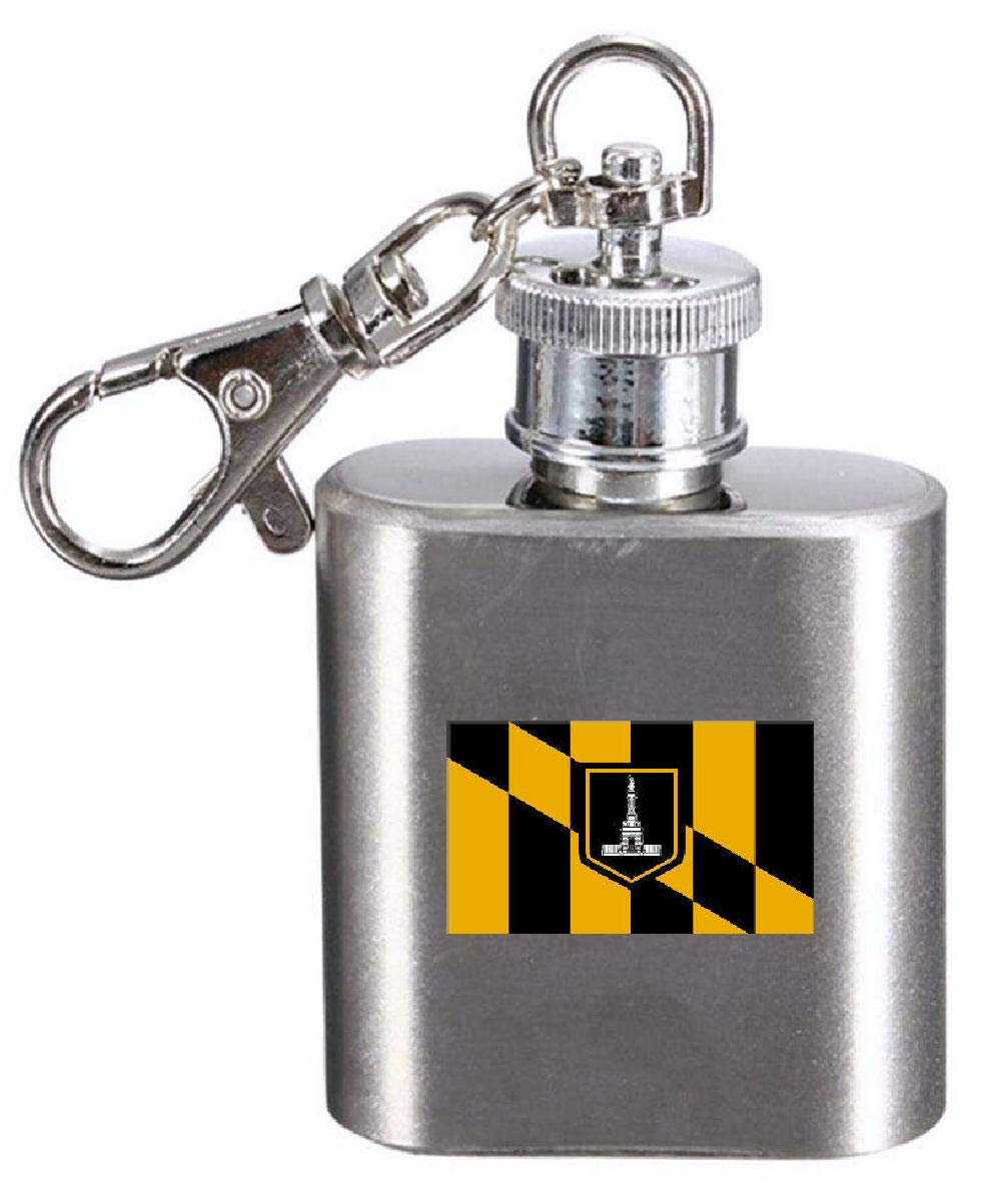 Flasque porte-clés Baltimore en acier gravé haute finition