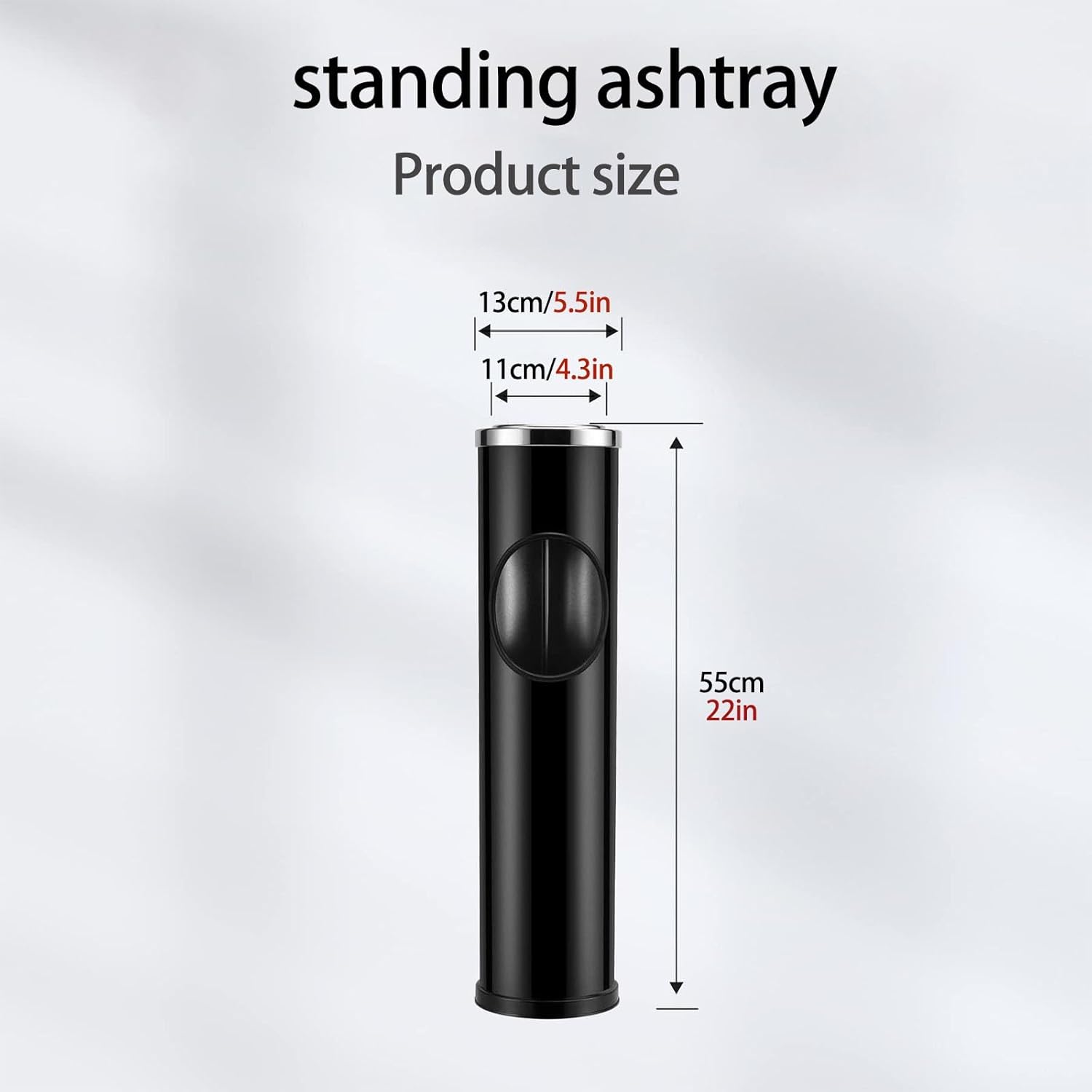 Outdoor Standing Ashtray, Outside Large and Tall Ash Tray for Cigarette Butt Receptacle Disposal, Commercial Metal Smokers Cigar Ash Tray Container with Lid and Trash Can for Patio