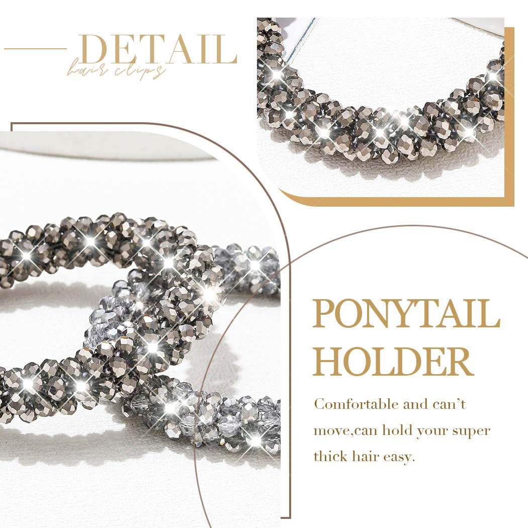 Fashey Rhinestone Hair Tie Fancy Ponytail Holders Sparkly Beaded Scrunchies Hair Accessories for Women (Type A)