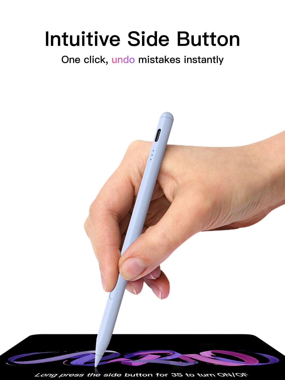 Penna per iPad 2018-2025 con Ricarica Rapida, Rifiuto del Palmo e Rilevamento dell'Inclinazione, Compatibile con ipad 11/10/9/8/7/6, ipad Mini 7/6/5, Air M3/M2/5/4/3, i-pad Pro M5/M4 13"/12,9"/11"-Blu