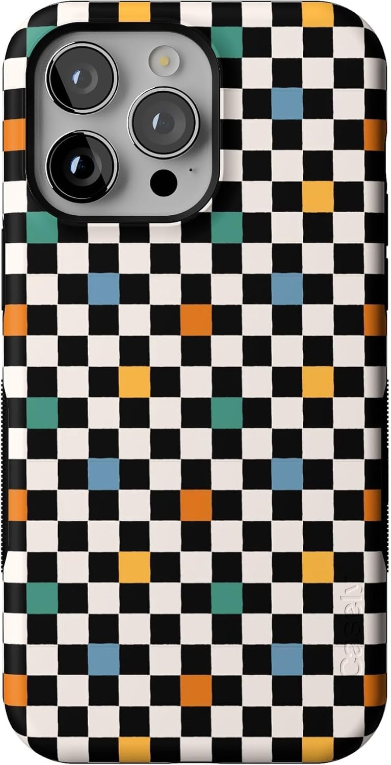 Casely iPhone 14 Pro Max Case | Old Skool | Retro Checkerboard | Bold Protective Design | Compatible with MagSafe