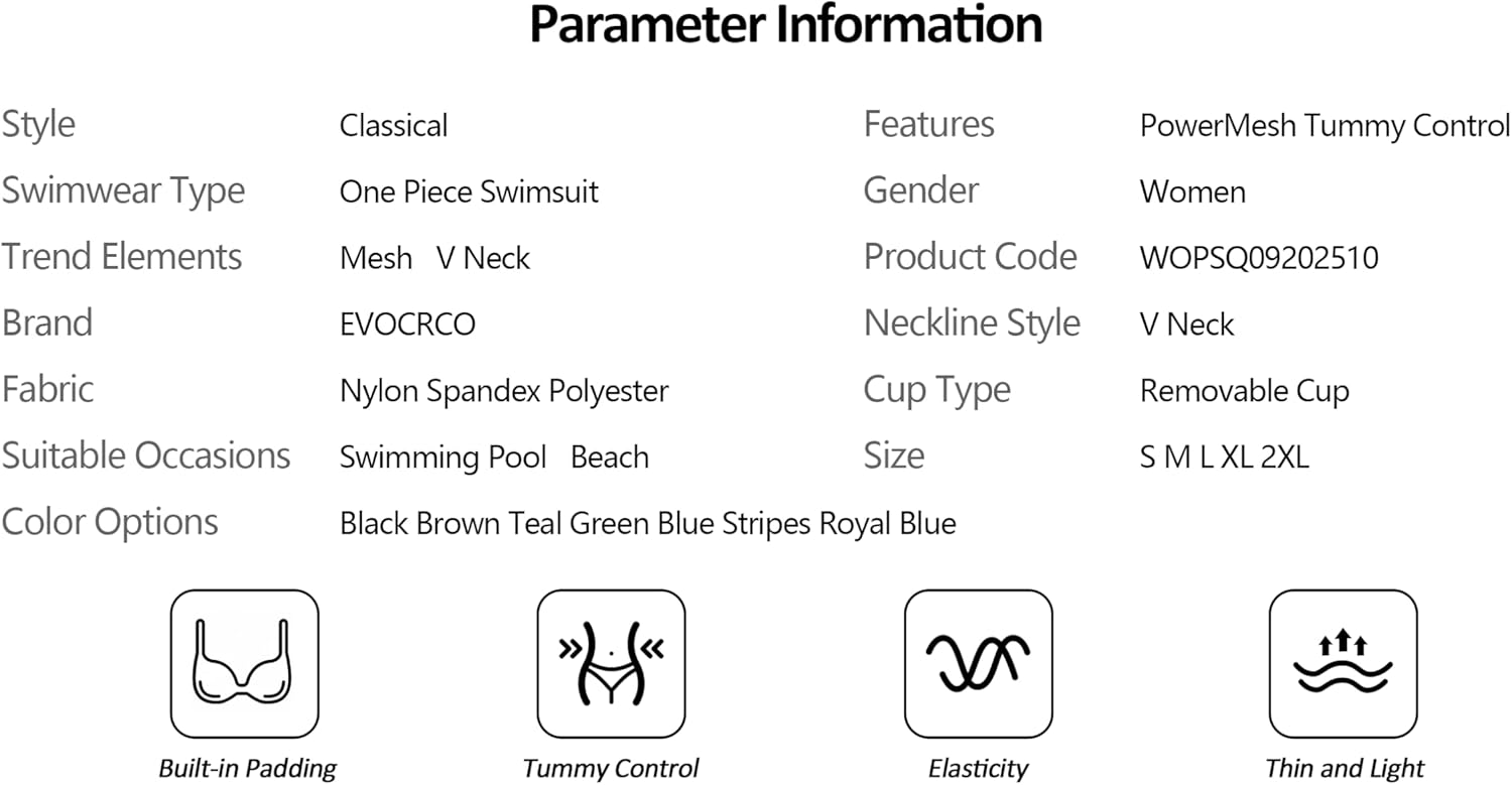 Women Mesh One Piece Swimsuit Tummy Control Sexy Bathing Suits V Neck Push Up Swimsuits Slimming Swimwear - Image 5