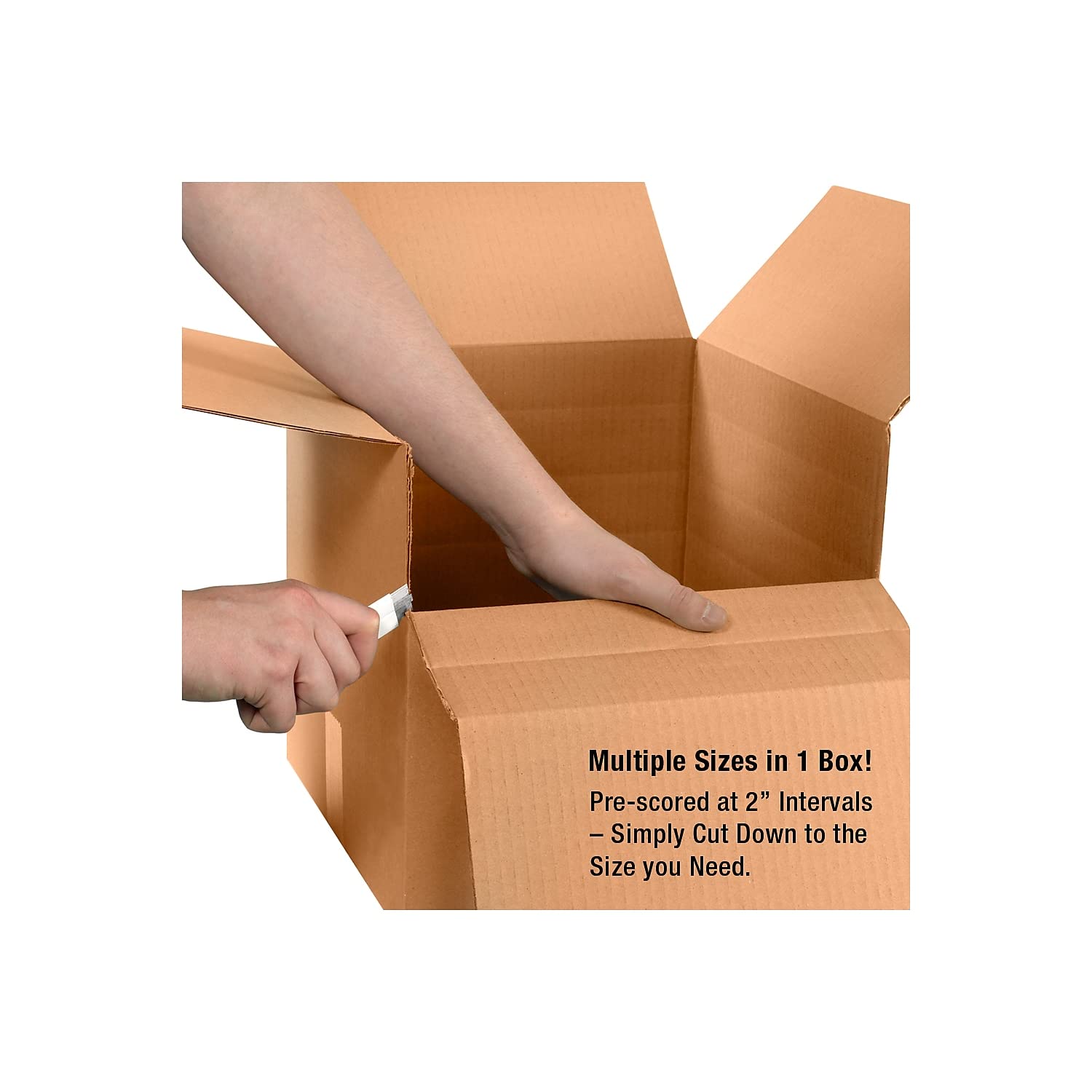 Aviditi MD261816 Multi-Depth Corrugated Box, 26" Length x 18" Width x 16" Height, Kraft (Bundle of 10)