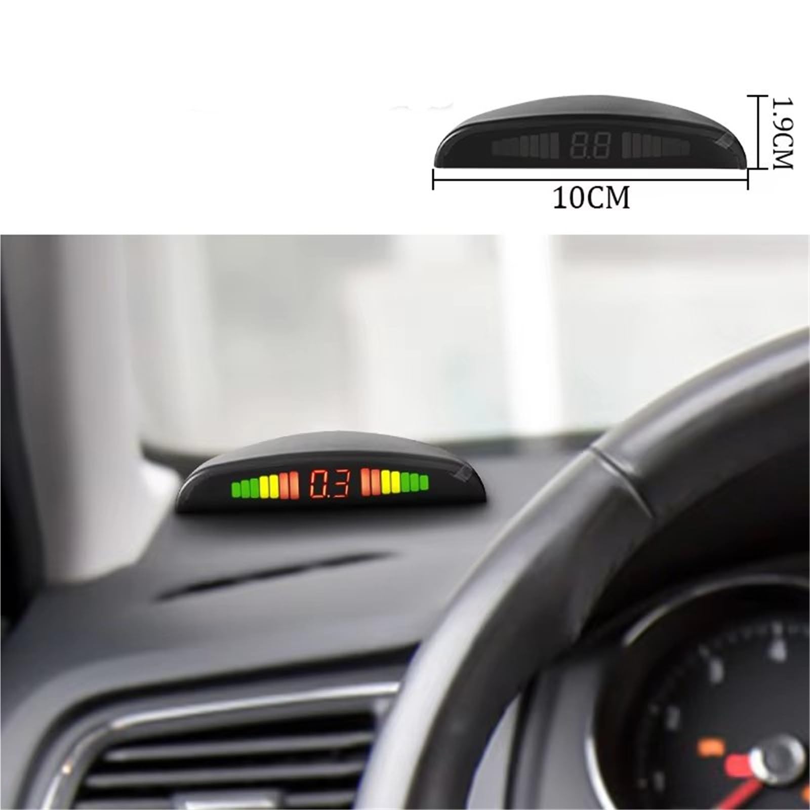 Aparcamiento asistido Kit De Sensores Estacionamiento Para Automóvil 4 Pantalla Retroiluminada 22mm Monitoreo Radar Respaldo Marcha Atrás 12V Monitores Para Punto Ciego(WHITE)