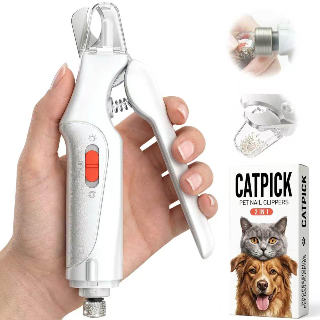 Photo 1 of CATPICK 2-in-1 Cat Nail Clippers & Dog Nail Clippers Trimmers for Large Medium Small Dogs Cats Claw Trimmer Quick Sensor and Safety Guard USB Rechargeable with 2 LED Lights Dogs Nail Trimmer